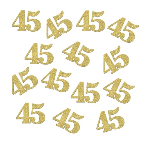 Doppelseitiges goldenes Glitzer-Papier-Konfetti mit Zahlen 45, Konfetti, Tischkonfetti für 45. Geburtstag, Party, 45. Jahrestag, Party-Dekoration, 100 Stück Doppelseitiges goldenes Glitzer-Papier-Konfetti mit Zahlen 45, Konfetti, Tischkonfetti für 45. Geburtstag, Party, 45. Jahrestag, Party-Dekoration, 100 Stück von ZSTOWY