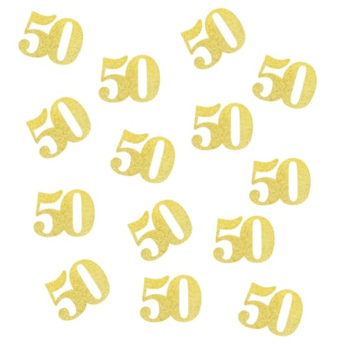Doppelseitiges goldenes Glitzer-Papier-Konfetti mit Zahlen 50, Konfetti, Tischkonfetti für 50. Geburtstag, Party, 50. Jahrestag, Party-Dekoration, 100 Stück Doppelseitiges goldenes Glitzer-Papier-Konfetti mit Zahlen 50, Konfetti, Tischkonfetti für 50. Geburtstag, Party, 50. Jahrestag, Party-Dekoration, 100 Stück von ZSTOWY