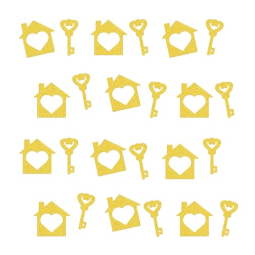 Doppelseitiges goldenes Glitzerpapier, Sweet Home, Konfetti, Schlüsselpapier, Streutischkonfetti für Willkommens-Party-Dekoration, 100 Stück Doppelseitiges goldenes Glitzerpapier, Sweet Home, Konfetti, Schlüsselpapier, Streutischkonfetti für Willkommens-Party-Dekoration, 100 Stück von ZSTOWY