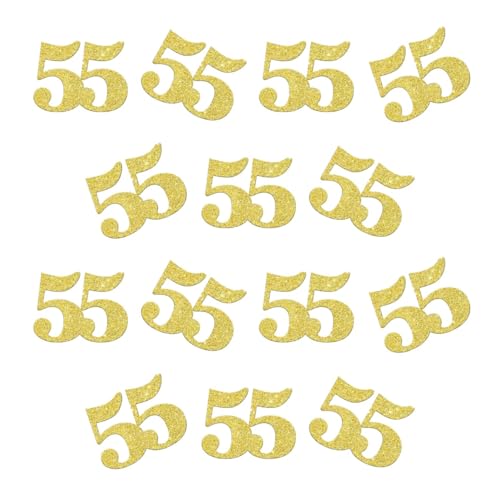 Doppelseitiges goldenes Glitzerpapier, Zahlen 55, Konfetti, Tischkonfetti für 55. Geburtstag, Party, 55. Jahrestag, Party-Dekoration, 100 Stück Doppelseitiges goldenes Glitzerpapier, Zahlen 55, Konfetti, Tischkonfetti für 55. Geburtstag, Party, 55. Jahrestag, Party-Dekoration, 100 Stück von ZSTOWY