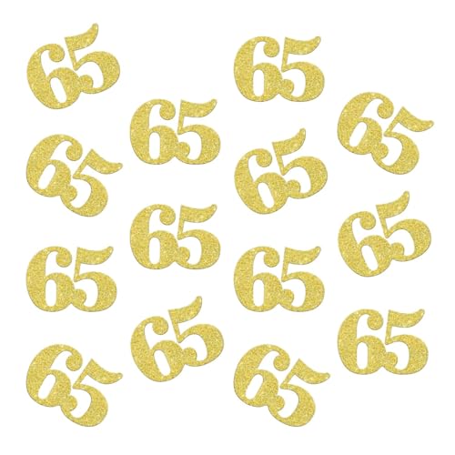 Doppelseitiges goldenes Glitzerpapier, Zahlen 65, Konfetti, Tischkonfetti für 65. Geburtstag, Party, 65. Jahrestag, Party-Dekoration, 100 Stück Doppelseitiges goldenes Glitzerpapier, Zahlen 65, Konfetti, Tischkonfetti für 65. Geburtstag, Party, 65. Jahrestag, Party-Dekoration, 100 Stück von ZSTOWY