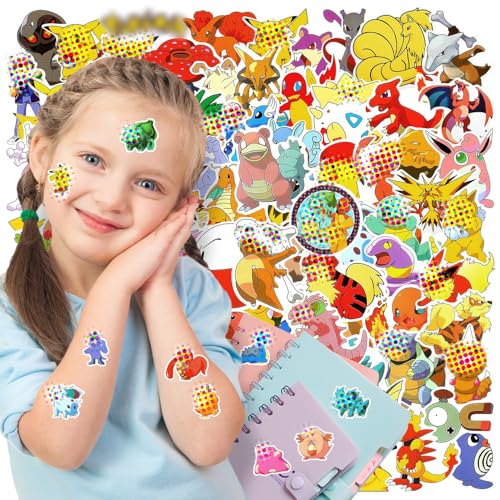 ZSYFBFYSK Pokemon Sticker: 100 Stück Aufkleber, Multicolor, Cartoon, Vinyl, Sticker, Geeignet für Auto, Laptop, Skateboard, Fahrrad, Moped, Motorrad, Erwachsene, Kinder von ZSYFBFYSK