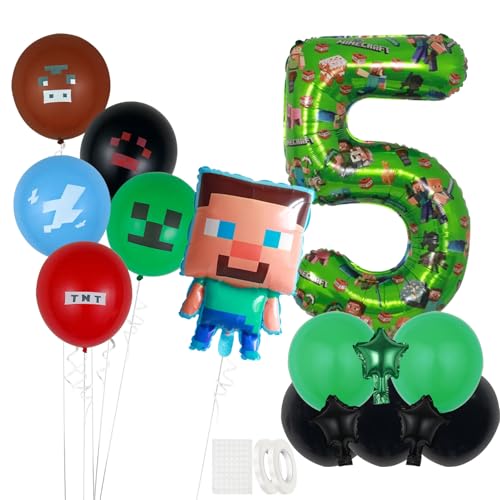 101,6 cm großes Folienballon-Set für Party-Dekorationen, 5. Happy Birthday-Ballons, Zahlen, für Kindergeburtstag, Party, Gaming, Mottoparty, Dekoration 101,6 cm großes Folienballon-Set für Party-Dekorationen, 5. Happy Birthday-Ballons, Zahlen, für Kindergeburtstag, Party, Gaming, Mottoparty, Dekoration von ZSYIULIA