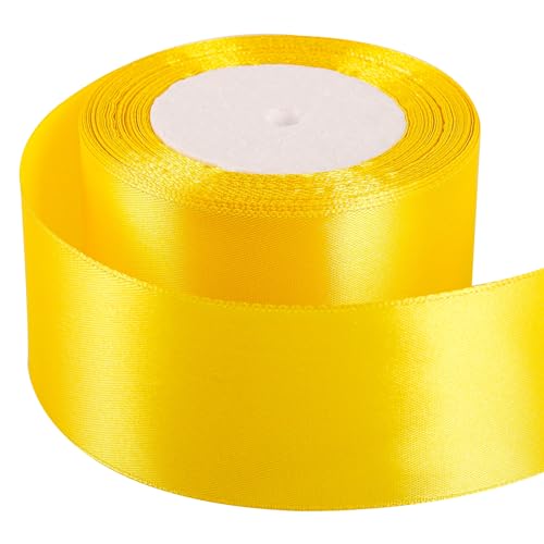 Gelbes Satinband, 50 mm, zum Verpacken von Geschenken, 25 m, 50 mm dickes Band zum Basteln, Haarschleifen, Weihnachten, Polyesterband, Kuchen, Hochzeit, Party, Ballon, Autoband, Dekoration Gelbes Satinband, 50 mm, zum Verpacken von Geschenken, 25 m, 50 mm dickes Band zum Basteln, Haarschleifen, Weihnachten, Polyesterband, Kuchen, Hochzeit, Party, Ballon, Autoband, Dekoration von ZSYIULIA
