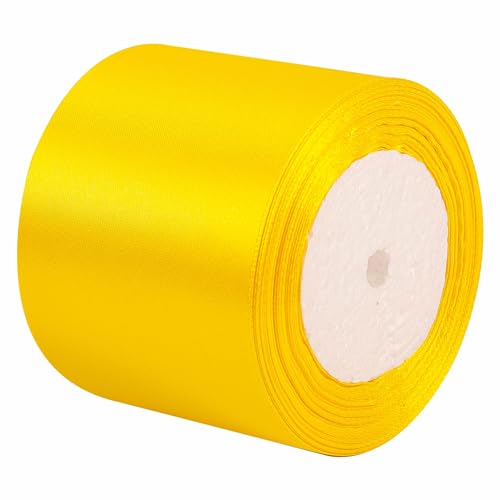 Gelbes Satinband, 75 mm, zum Verpacken von Geschenken, 25 m, 75 mm dickes Band zum Basteln, Haarschleifen, Weihnachten, Polyesterband, Kuchen, Hochzeit, Party, Ballon, Autoband, Dekoration Gelbes Satinband, 75 mm, zum Verpacken von Geschenken, 25 m, 75 mm dickes Band zum Basteln, Haarschleifen, Weihnachten, Polyesterband, Kuchen, Hochzeit, Party, Ballon, Autoband, Dekoration von ZSYIULIA