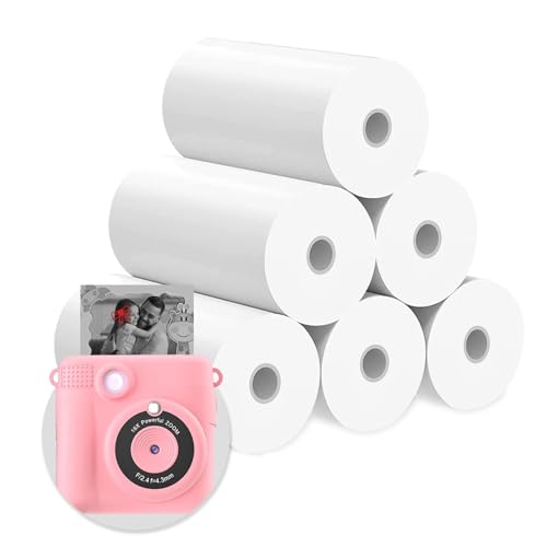 Thermopapier für Kinderkamera Thermopapier für Kinder Sofortbildkameras Kinderkamera Papierrolle Malen Kinder 57mm x 25mm x 7m, 10 Rollen, Weiß, für Mobile Mini-Fotodrucker von ZSYSD