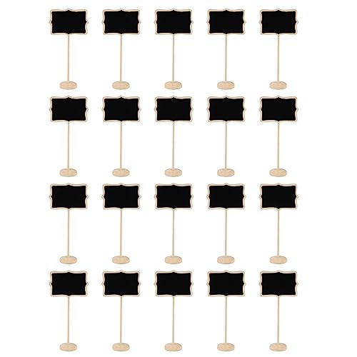 20 Stück Desktop Kreidetafel Kleine Holzkreidetafel Mini-Kreidetafeln Schilder mit Ständer Mini-Tafeln für Etiketten 20 x Holz-Kreidetafelschilder mit Staffelei Ständer Kleine Tafeln für Etiketten von ZSYTF