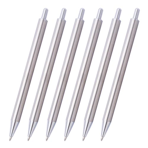 Metall-Kugelschreiber für Büro, Signierstift, einziehbarer Kugelschreiber, nachfüllbar, reibungsloses Schreiben, Business-Geschenk, Schwarz, 6 Stück Metall-Kugelschreiber für Büro, Signierstift, einziehbarer Kugelschreiber, nachfüllbar, reibungsloses Schreiben, Business-Geschenk, Schwarz, 6 Stück von ZSYTF