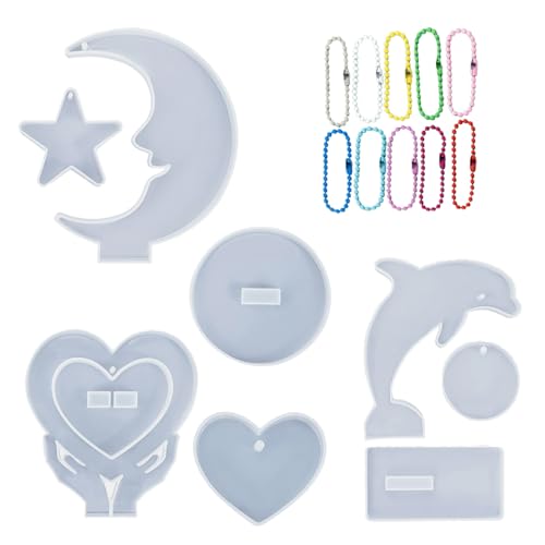 Silikonform für Fotorahmen mit Basis, Stern, Mond, Doppelliebe, Epoxidharz, Gießform, geeignet für Bastelarbeiten, Ornamente, Silikonformen für Epoxidharz von ZSYTF