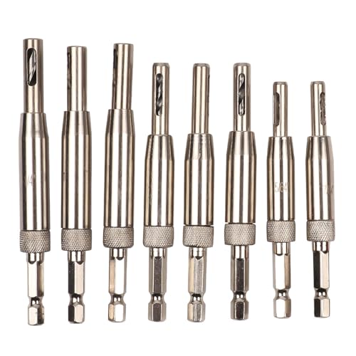 ZSYTF 8-teiliges selbstzentrierendes Bohrer-Set für Scharniere, Zentrierbohrer-Set für Holz, Holzbearbeitung, Tür, Fenster, Schrank, Scharnier, Scharnierbohr-Set, Silber von ZSYTF