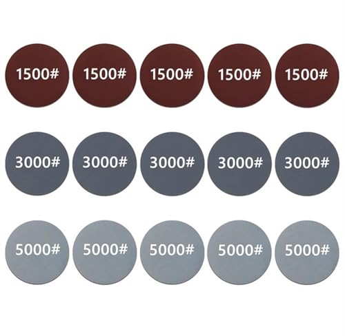 Scheinwerfer-Reparatur-Restaurationsset, Auto-Polierscheibe, 3 Zoll, 75 mm, Auto-Wachsschwamm, Schleifpad mit Schleifpapier for die Auto-Detaillierung(15PCS 1500-3000-5000) von ZSjing