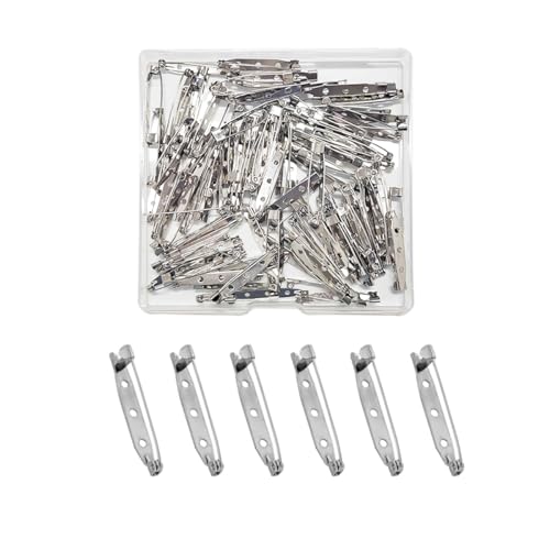 100 Stück Sicherungsstifte mit Sicherheitsverschluss, Brosche, Silber-Brosche, Stangennadel, für Namensschilder, Schmuckherstellung und Bastelarbeiten (38 mm) von ZTEOFO