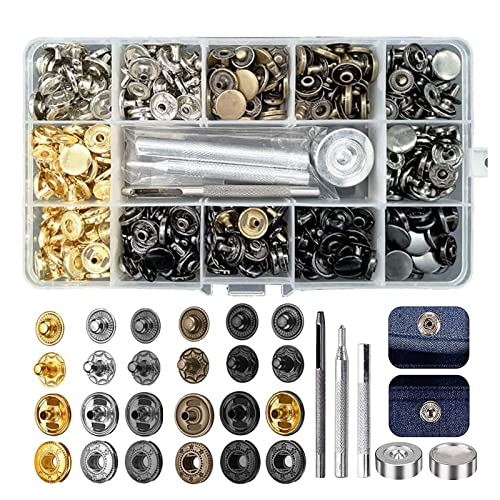 Metall Snaps Taste, Leder Druckknöpfe, Druckknopf Set, Druckknopf Set Metall, Metall Druckknopf, Druckknöpfe, für Leder Craft Jacket Wallet Handtasche (6 Farben, 12,5mm) von ZTMAKYLH
