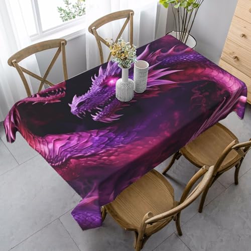 ZTPOWQA 3D-Tischdecke mit magischem Drachenschuppen-Druck, 89 x 140 cm, rechteckig, wasserdicht, wiederverwendbar, für Esszimmerpartys von ZTPOWQA