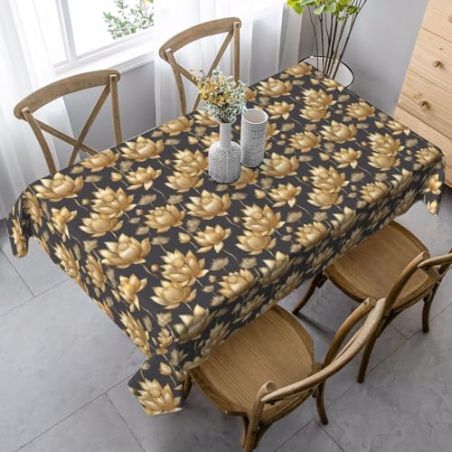 ZTPOWQA Boho-Tischdecke mit Lotusblumen-Aufdruck, rechteckig, wasserdicht, wiederverwendbar, für Esstisch, Party, 89 x 140 cm von ZTPOWQA