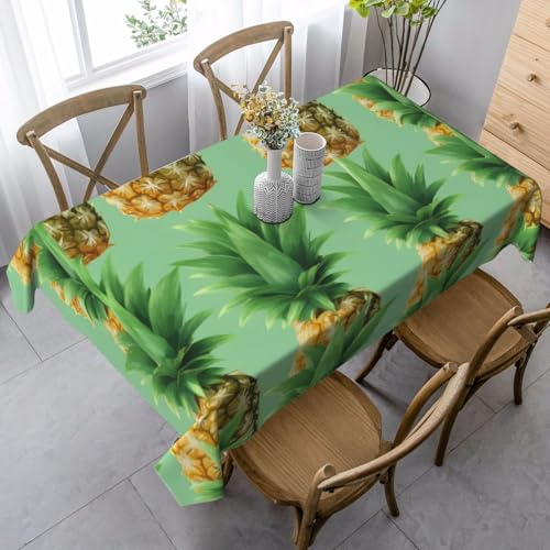 ZTPOWQA Esstischdecke mit grünem Ananas-Druck, 89 x 140 cm, rechteckig, wasserdicht, wiederverwendbar, für Esszimmerpartys von ZTPOWQA