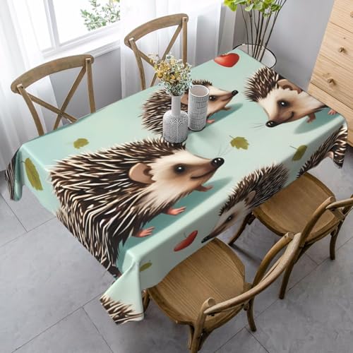ZTPOWQA Esstischdecke mit vielen Igel-Aufdruck, 89,9 x 140,9 cm, rechteckig, wasserdicht, wiederverwendbar, für Esstisch, Party von ZTPOWQA