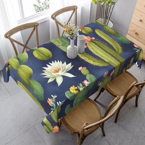 ZTPOWQA Esszimmer-Tischdecke mit Aquarell-Kaktusdruck, rechteckig, wasserdicht, wiederverwendbar, für Esszimmerpartys von ZTPOWQA