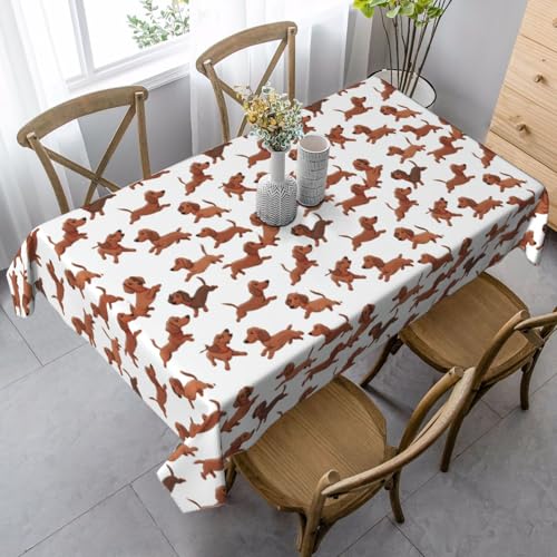 ZTPOWQA Kleine Tischdecke mit Corgi-Druck, rechteckig, wasserdicht, wiederverwendbar, für Esstisch, Party, 89 x 140 cm von ZTPOWQA