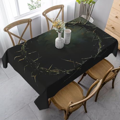ZTPOWQA Tischdecke, Motiv: Dornenkrone, 89 x 140 cm, rechteckig, wasserdicht, wiederverwendbar, für Esstisch, Party von ZTPOWQA