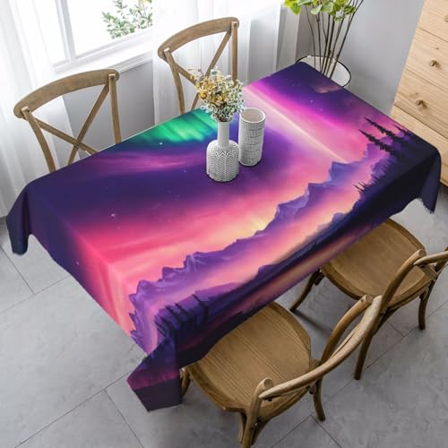 ZTPOWQA Tischdecke, Motiv: Dunkle Nordlichter, 89 x 140 cm, rechteckig, wasserdicht, wiederverwendbar, für Esstisch, Party von ZTPOWQA