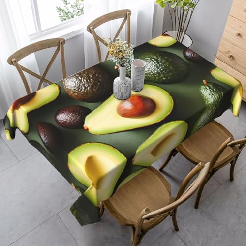 ZTPOWQA Tischdecke, Motiv: frische tropische Früchte, Avocado, 89 x 140 cm, rechteckig, wasserdicht, wiederverwendbar, für Esstisch, Party von ZTPOWQA