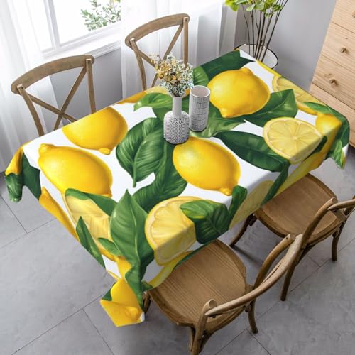 ZTPOWQA Tischdecke, Motiv: frische tropische Zitronen, 89 x 140 cm, rechteckig, wasserdicht, wiederverwendbar, für Esszimmerpartys von ZTPOWQA