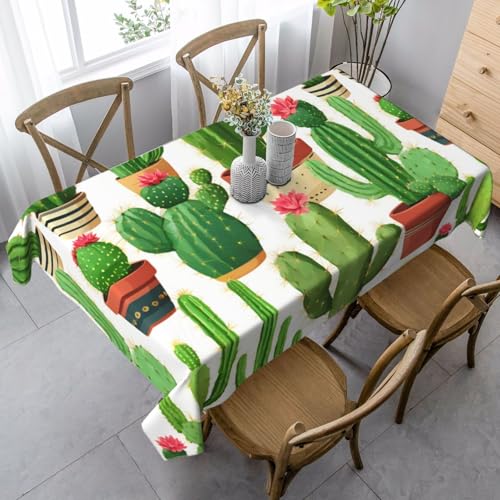 ZTPOWQA Tischdecke, Motiv: grüner Kaktus, 89 x 140 cm, rechteckig, wasserdicht, wiederverwendbar, für Esstisch, Party von ZTPOWQA