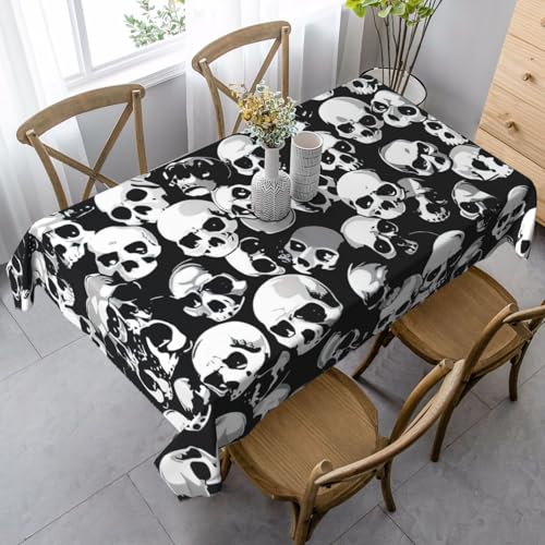 ZTPOWQA Tischdecke, Motiv: schwarzer Totenkopfdruck, 89 x 140 cm, rechteckig, wasserdicht, wiederverwendbar, für Esstisch, Party von ZTPOWQA