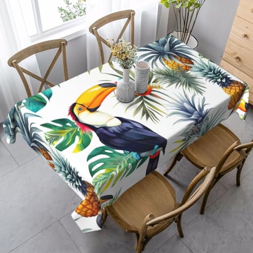 ZTPOWQA Tischdecke, Motiv: tropische Blätter, Vogel, rechteckig, wasserdicht, wiederverwendbar, für Esstisch, Party, 89 x 140 cm von ZTPOWQA