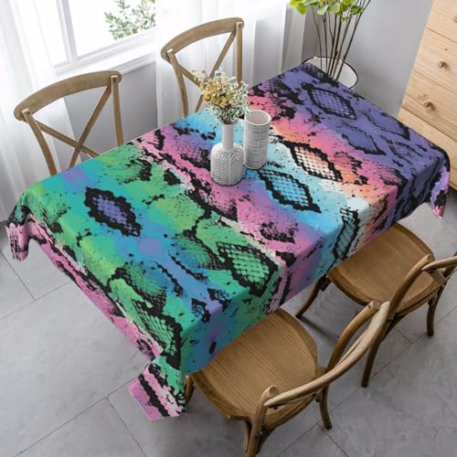 ZTPOWQA Tischdecke, klassisch, Schlangenhaut-Druck, rechteckig, wasserdicht, wiederverwendbar, für Esstisch, Party, 89 x 140 cm von ZTPOWQA