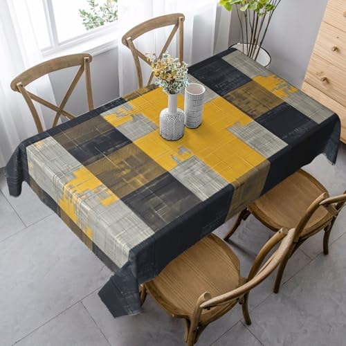 ZTPOWQA Tischdecke, rechteckig, wasserdicht, wiederverwendbar, für Esszimmer, Party, 89 x 140 cm, Gelb / Grau / Schwarz von ZTPOWQA