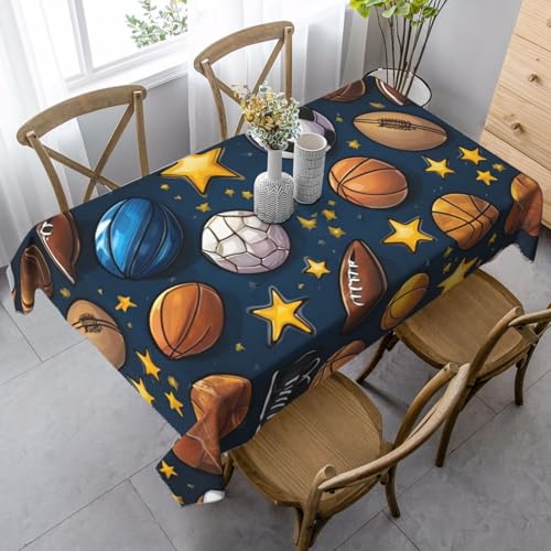 ZTPOWQA Tischdecke mit American Football-Druck, rechteckig, wasserdicht, wiederverwendbar, für Esszimmerpartys von ZTPOWQA