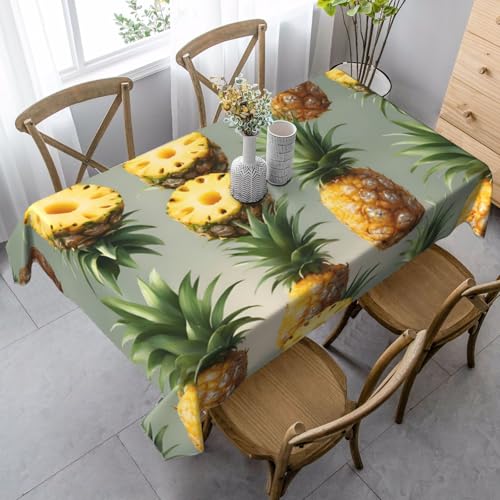 ZTPOWQA Tischdecke mit Ananas-Druck, rechteckig, wasserdicht, wiederverwendbar, für Esszimmerpartys von ZTPOWQA