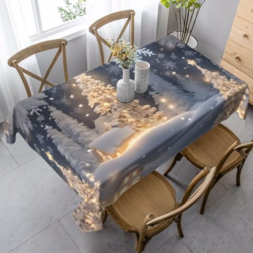 ZTPOWQA Tischdecke mit Aufdruck "Merry Christmas Day", 89 x 140 cm, rechteckig, wasserdicht, wiederverwendbar, für Esszimmerpartys von ZTPOWQA