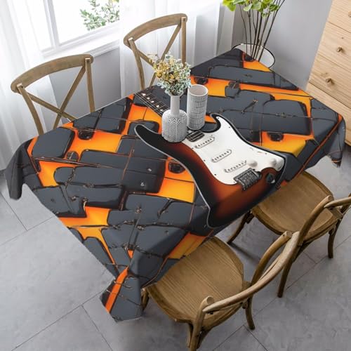 ZTPOWQA Tischdecke mit E-Gitarren-Druck, 89 x 140 cm, rechteckig, wasserdicht, wiederverwendbar, für Esszimmerpartys von ZTPOWQA