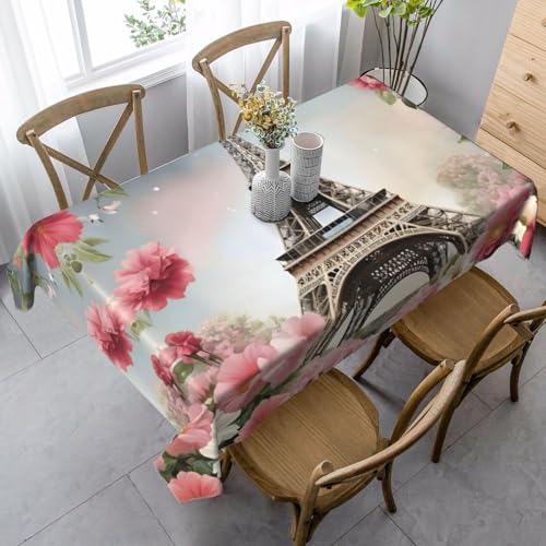 ZTPOWQA Tischdecke mit Eiffelturm-Motiv, rechteckig, wasserdicht, wiederverwendbar, für Esstisch, Party, 89 x 140 cm von ZTPOWQA
