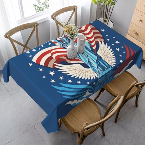 ZTPOWQA Tischdecke mit Freiheitsstatue-Druck, rechteckig, wasserdicht, wiederverwendbar, für Esstisch, Party, 89 x 140 cm von ZTPOWQA