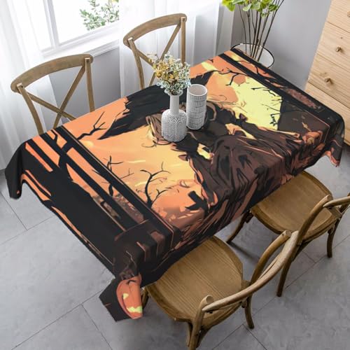ZTPOWQA Tischdecke mit Halloween-Horror-Druck, rechteckig, wasserdicht, wiederverwendbar, für Esstisch, Party, 89 x 140 cm von ZTPOWQA