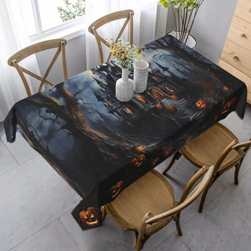 ZTPOWQA Tischdecke mit Halloween-Kürbis-Druck, rechteckig, wasserdicht, wiederverwendbar, für Esstisch, Party, 89 x 140 cm von ZTPOWQA