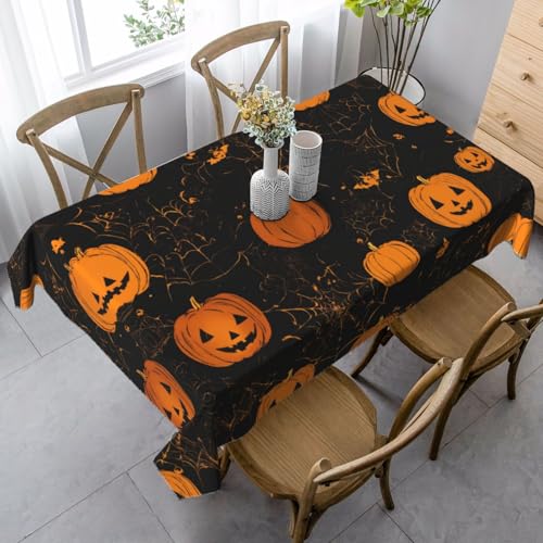 ZTPOWQA Tischdecke mit Halloween-Kürbis-Druck, rechteckig, wasserdicht, wiederverwendbar, für Esstisch, Party, 89 x 140 cm von ZTPOWQA