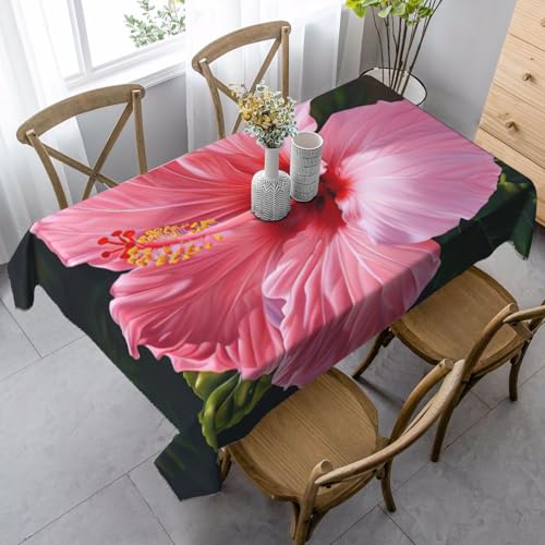 ZTPOWQA Tischdecke mit Hawaii-Blumendruck, rechteckig, wasserdicht, wiederverwendbar, für Esstisch, Party, 89 x 140 cm von ZTPOWQA