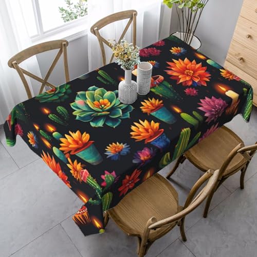 ZTPOWQA Tischdecke mit Lotus- und Kerzen-Druck, rechteckig, wasserdicht, wiederverwendbar, für Esstisch, Party, 89 x 140 cm von ZTPOWQA