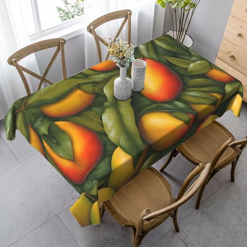 ZTPOWQA Tischdecke mit Mango-Druck, 89 x 140 cm, rechteckig, wasserdicht, wiederverwendbar, für Esszimmerpartys von ZTPOWQA