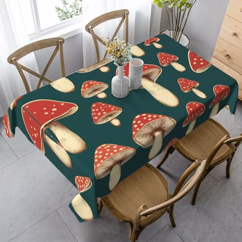 ZTPOWQA Tischdecke mit Pilzdruck, 89 x 140 cm, rechteckig, wasserdicht, wiederverwendbar, für Esszimmerpartys von ZTPOWQA