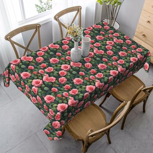ZTPOWQA Tischdecke mit Rosen-Druck, rechteckig, wasserdicht, wiederverwendbar, für Esstisch, Party, 89 x 140 cm von ZTPOWQA