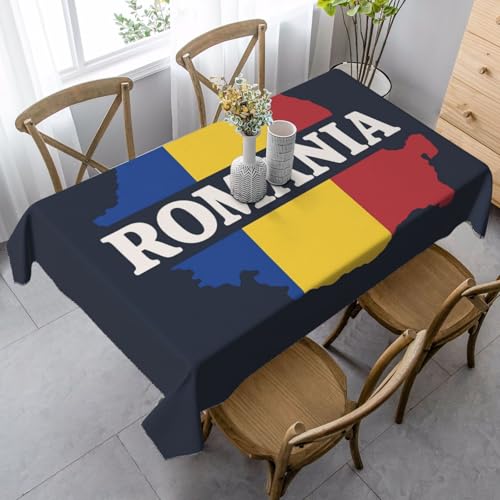 ZTPOWQA Tischdecke mit Rumänien-Kartendruck, 89 x 140 cm, rechteckig, wasserdicht, wiederverwendbar, für Esszimmerpartys von ZTPOWQA
