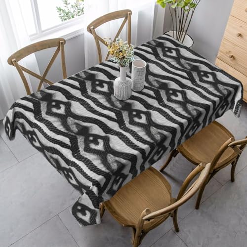 ZTPOWQA Tischdecke mit Schlangenhaut-Druck, rechteckig, wasserdicht, wiederverwendbar, für Esstisch, Party, 89 x 140 cm, Schwarz / Weiß von ZTPOWQA