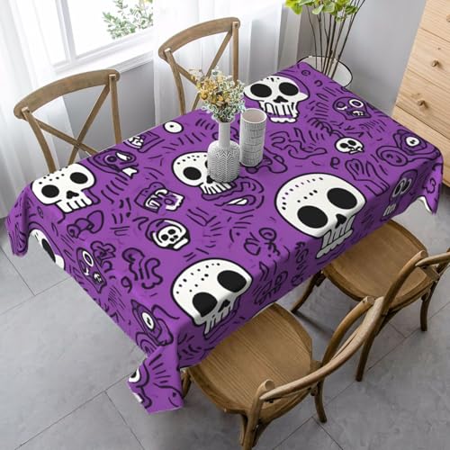 ZTPOWQA Tischdecke mit Skelett-Knochen-Druck, rechteckig, wasserdicht, wiederverwendbar, für Esstisch, Party, 89 x 140 cm von ZTPOWQA
