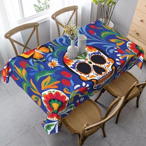 ZTPOWQA Tischdecke mit Totenkopf-Motiv, rechteckig, wasserdicht, wiederverwendbar, für Esstisch, Party, 89 x 140 cm von ZTPOWQA